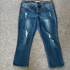 !it Tiffany distressed skinny denim capris mid rise size 12